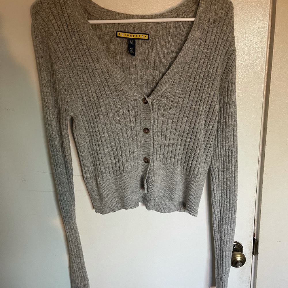 Gray Cropped Cardigan